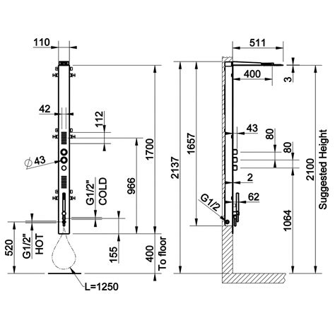 Gessi Tremillimetri Thermostatic Shower Column