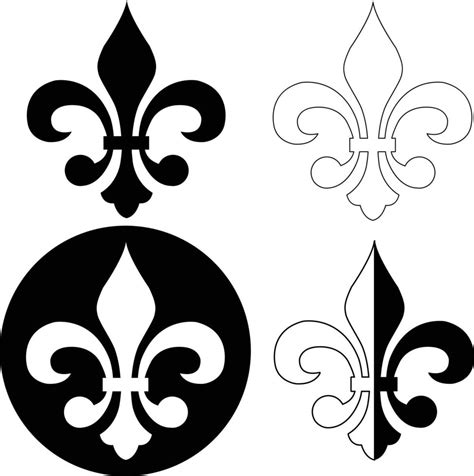 Fleur De Lis Heraldic Icon On White Background Black Silhouettes Of