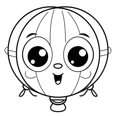 Cute Image Of A Cartoon Hot Air Balloon Coloring Page Outline Sketch