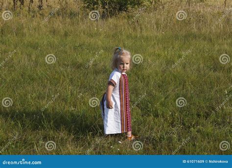 Blonde Girl In Ukrainian Style Dress On A Grass I Stock Image Image Of Female Ukraine