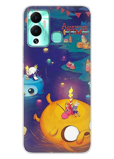 Infinix Hot 12 Play чехол силиконовый Adventure Time лого с героями на рыбалке Финн Парнишка