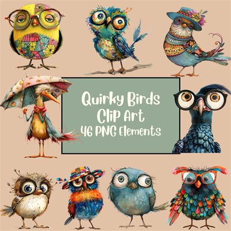 Quirky Bird Clipart Funny Bird Png Cute Caricature Birds Bird Images ...