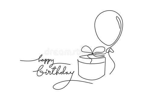 birthday   drawing ballons  cake stock vector illustration