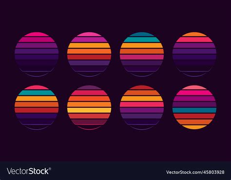 Retro Sunset Collection Royalty Free Vector Image