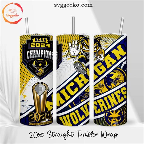 Michigan Wolverines Champions Oz Straight Tumbler Wrap Png Ncaa