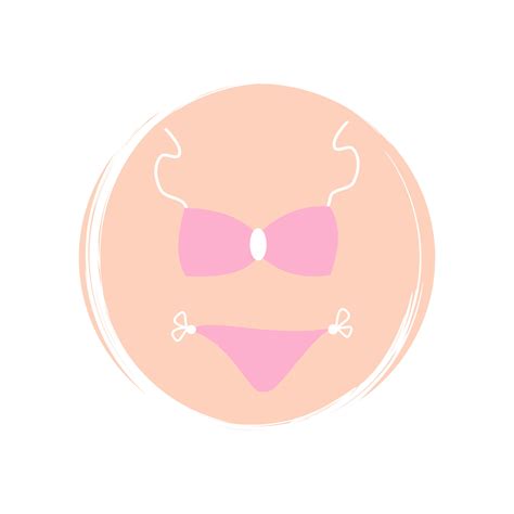 Bikini Icon Logo Vector Illustration On Circle With Brush Texture For Social Media Story