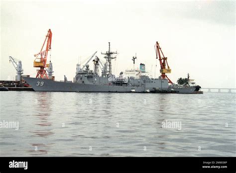 A Port View Of The Guided Missile Frigate Uss Doyle Ffg 39 Tied To A