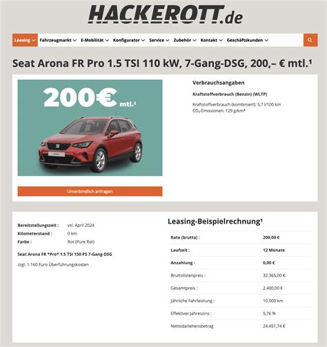 Seat Arona Leasing F R Im Monat Brutto Sparneuwagen De