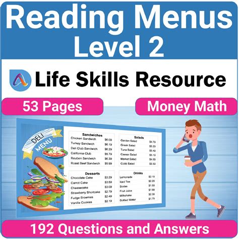 Reading Menus Level 2 Money Math - Adulting Life Skills Resources