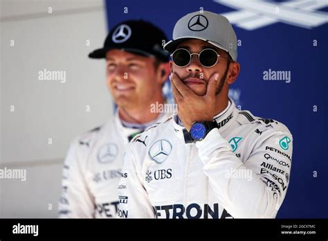 Mercedes Amg F In Parc Ferme Team Mate Lewis Hamilton Hi Res Stock