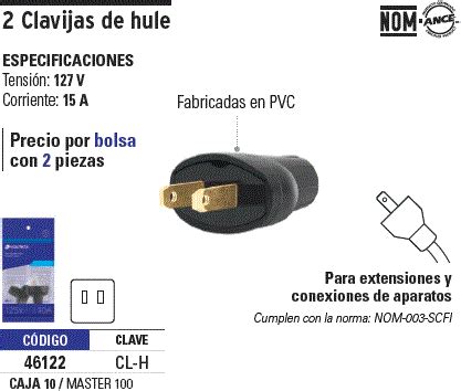 46122 CL H TRUPER 2 Clavijas De PVC Volteck