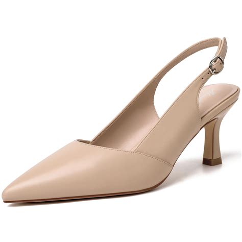 Mostsrin Nude Kitten Heels Slingback Heels For Women Pointed Closed Toe Heels Women S Pumps