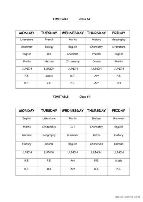 67 Timetable English Esl Worksheets Pdf And Doc