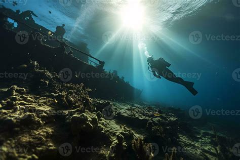 Free Diver Exploring A Shipwreck AI Generative 31563521 Stock Photo At