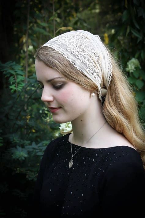 Evintage Veils~ So Soft Headwrap Embroidered Blush Beige Black Or