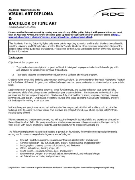 Visual Arts Bfa | PDF | Fine Art | Studio