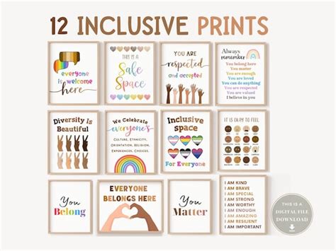 12 Diversity Safe Space Poster Equality Classroom LGBTQ Print Etsy