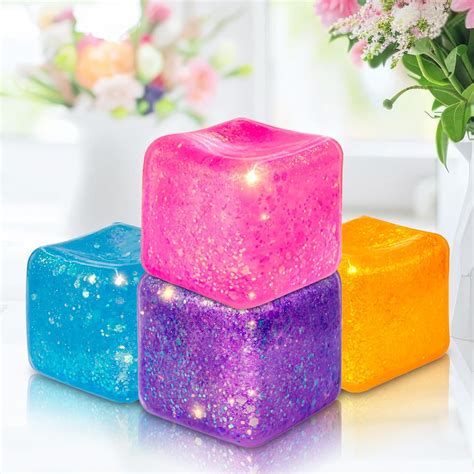 Amazon.com: 4Pack Glitter Squishy Cube Nice Square Stress Cubes, Ice