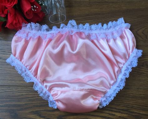 Blush Pink Silky Satin Bikini Panties Sparkly Trim Sissy Etsy