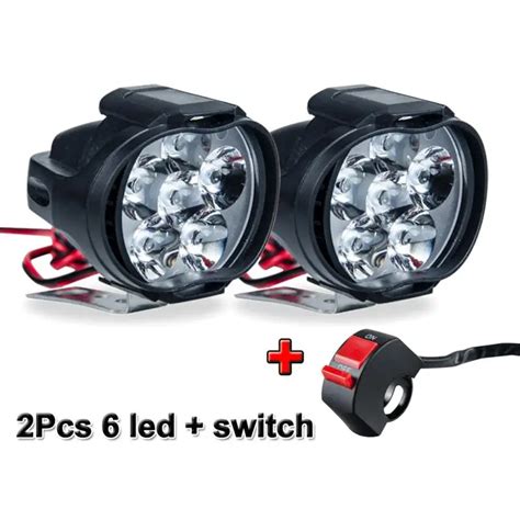 21pcs Motorcycles Headlight Working Spot Light Motorbike 6500k White Super Bright 6 Led Fog