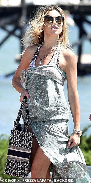 Abbey Clancy Displays Her Washboard Abs In A Frilly Bikini Daily Mail Online