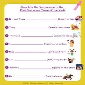 Past Continuous Tense Worksheets