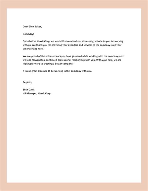 Employee Thank You Letter Template Google Docs Word Template Net