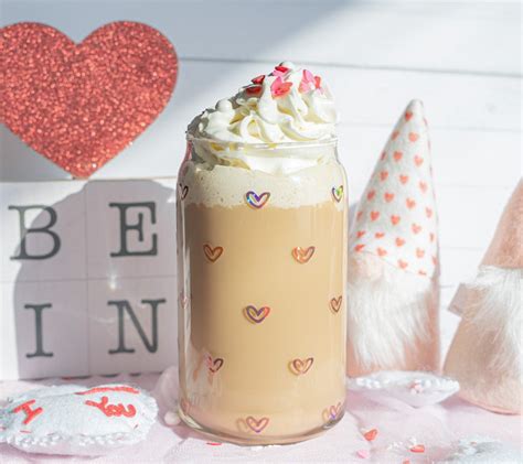 Valentines Day Beer Can Glass Mini Hearts Glass Cup Iced Coffee Glass