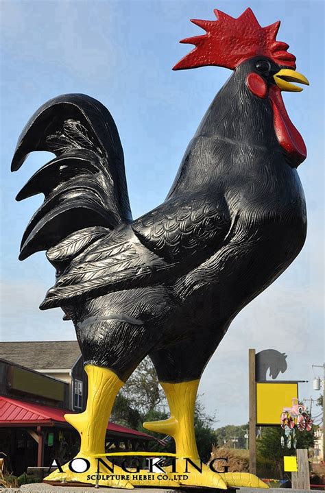 standing open wings outdoor giant fiberglass rooster statue