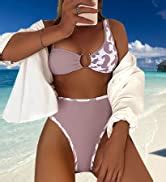 Amazon SherryDC Women S Solid Scoop Neck Push Up Padded Brazilian Thong Bikini Swimsuit