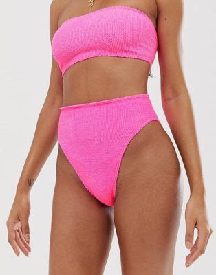 Asos Design Charlotte Bas De Bikini Mix And Match Chancr Effet Froiss Rose Asos