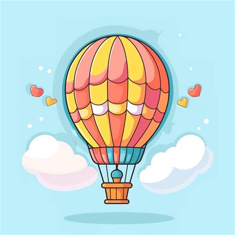 Premium Ai Image Cute Cartoon Hot Air Balloon