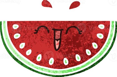 Quirky Retro Illustration Style Cartoon Watermelon Png