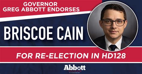 Governor Abbott Endorses Representative Briscoe Cain For Re Election To