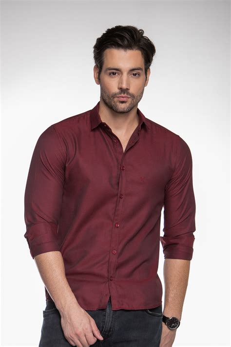 Camisa Social Masculina Manga Longa Vinho