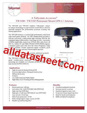 TW3100 Datasheet(PDF) - Tallysman Wireless Inc.