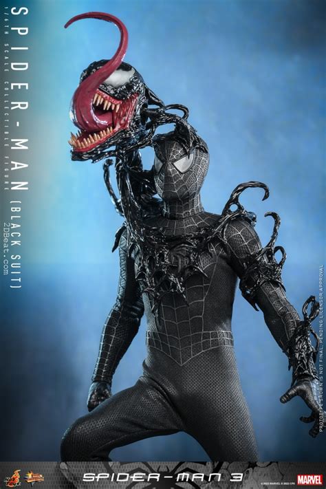 1 6 Hot Toys MMS727 Spider Man 3 Spider Man Black Suit Standard Ver 2DBeat