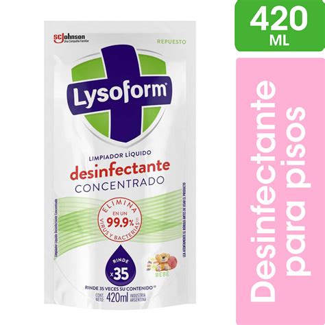 Limpiador Líquido Desinfectante Concentrado Lysoform Bebé Repuesto x