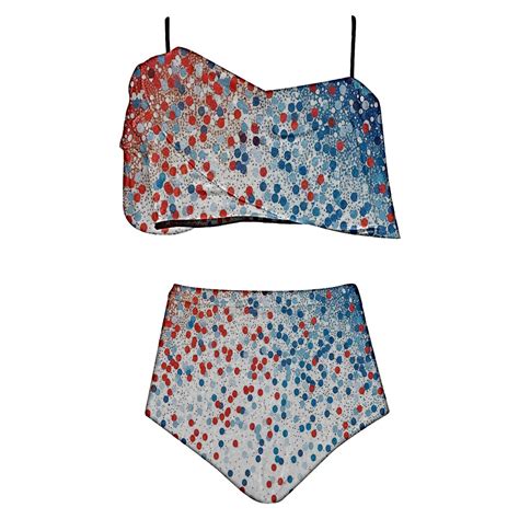 Utsjkr Women S Ruffled Bikini Swimsuit Set Two Piece Swimsuits Usa Flags Printed Bikini Set