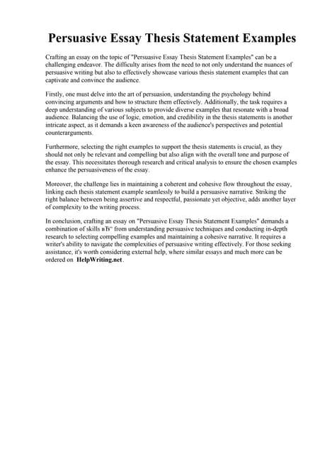 Persuasive Essay Thesis Statement Examplespdf