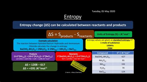 Ocr A Enthalpy And Entropy Revision Youtube