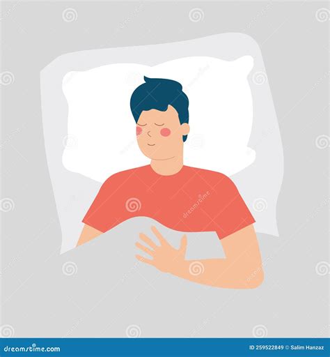Relaxed Man Sleeping at Night Lying in His Bed. Male Taking a Nap
