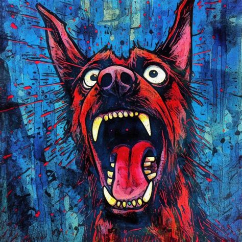 Premium AI Image | crazy barking dog furious mad portrait expressive illustration artwork oil ...