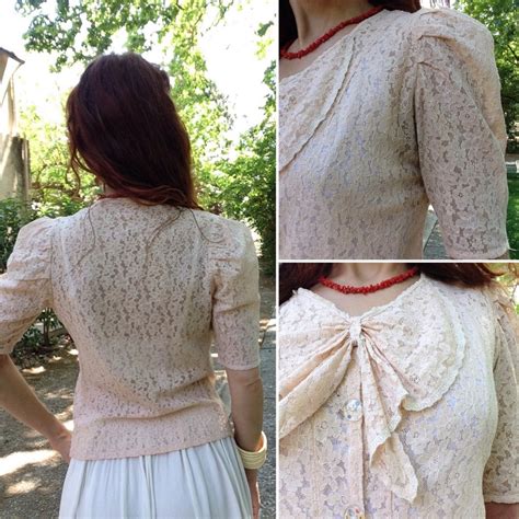 1930s French Pink Nude Lace Lucite Flowers Buttons Bow Tie Colar Etsy