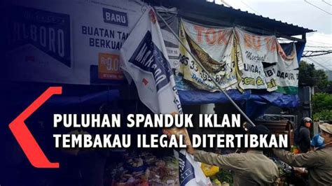 Puluhan Spanduk Iklan Tembakau Ilegal Ditertibkan