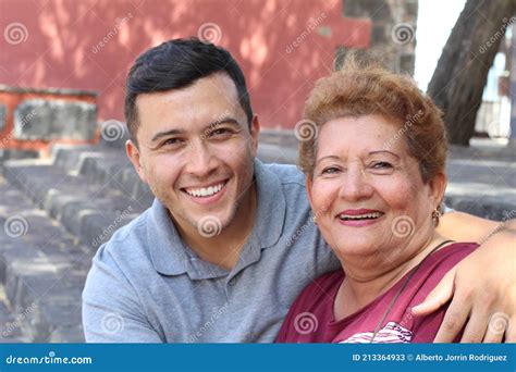 Single Hispanic Mature Mother With Only One Adult Son Stock Image Image Of Motherhood Latino
