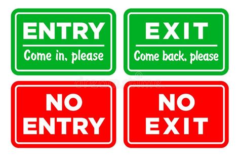 Entrance and Exit Signs Set Stock Vector - Illustration of enter ...