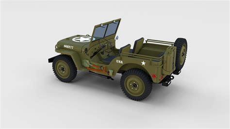 Full W Chassis Jeep Willys Mb Military Rev D Model Cgtrader