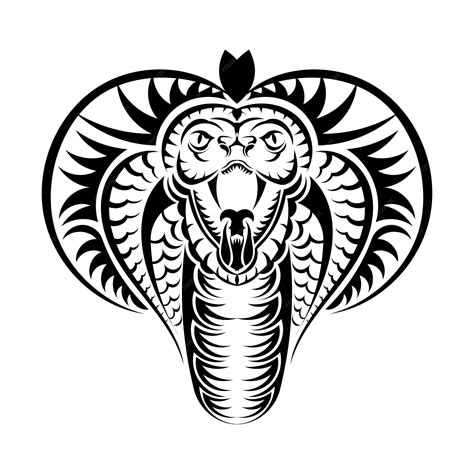 Змея кобра лицо значок черный иллюстрации. эмблема с королевской коброй ...