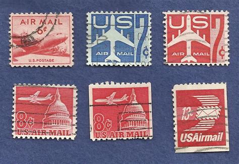 Us Airmail Stamp Lot Used 6 Stamps For Sale